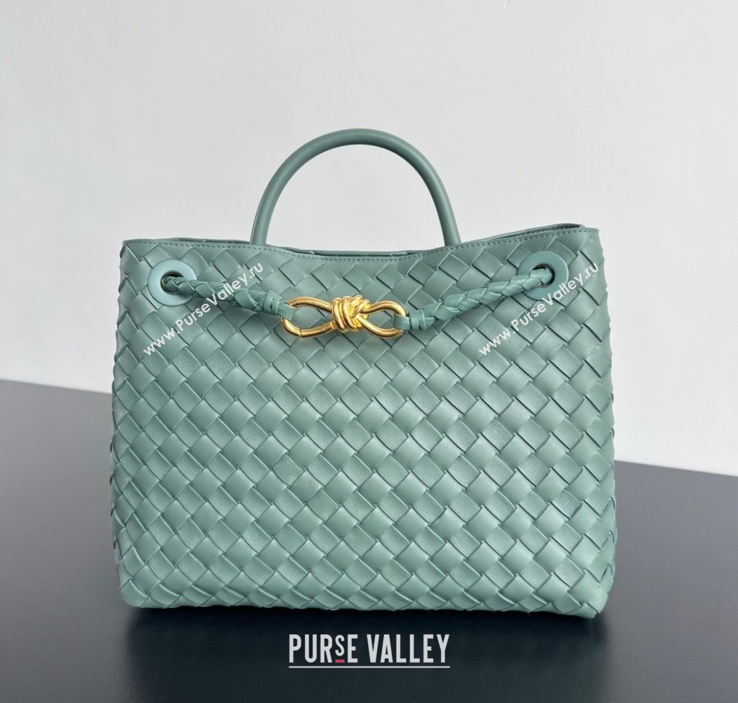 Bottega Veneta Medium Andiamo Top Handle Bag in Intrecciato Leather 743572 New sauge Green 2024 (WT-250205002)
