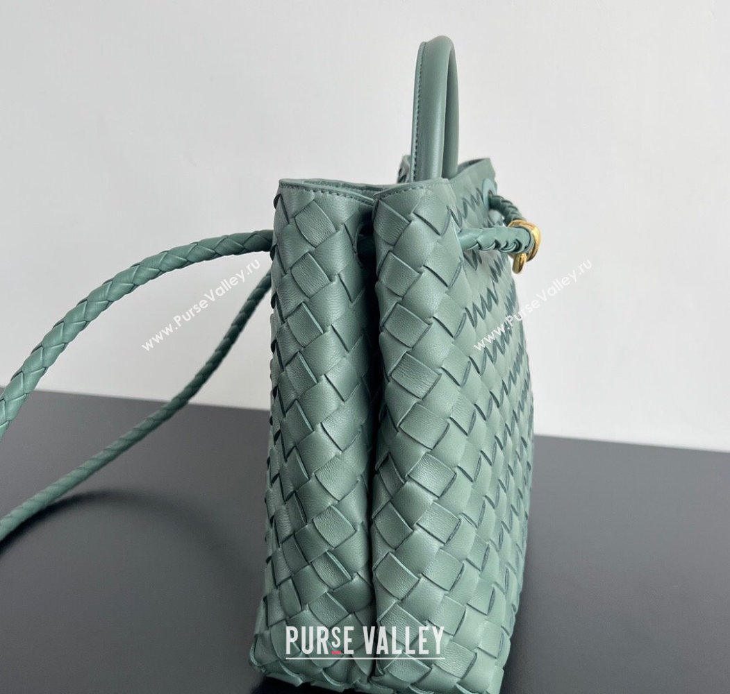 Bottega Veneta Medium Andiamo Top Handle Bag in Intrecciato Leather 743572 New sauge Green 2024 (WT-250205002)