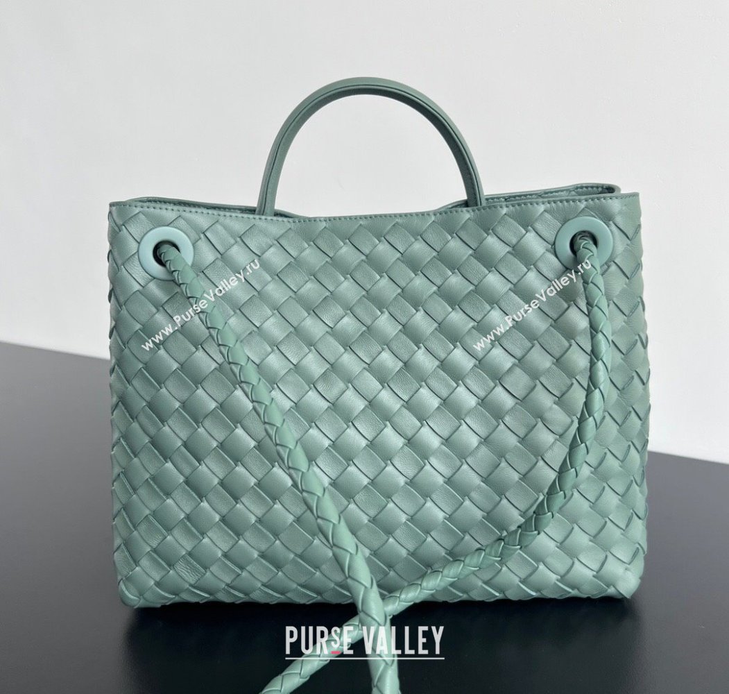 Bottega Veneta Medium Andiamo Top Handle Bag in Intrecciato Leather 743572 New sauge Green 2024 (WT-250205002)