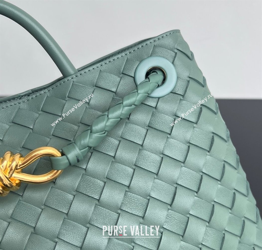 Bottega Veneta Medium Andiamo Top Handle Bag in Intrecciato Leather 743572 New sauge Green 2024 (WT-250205002)