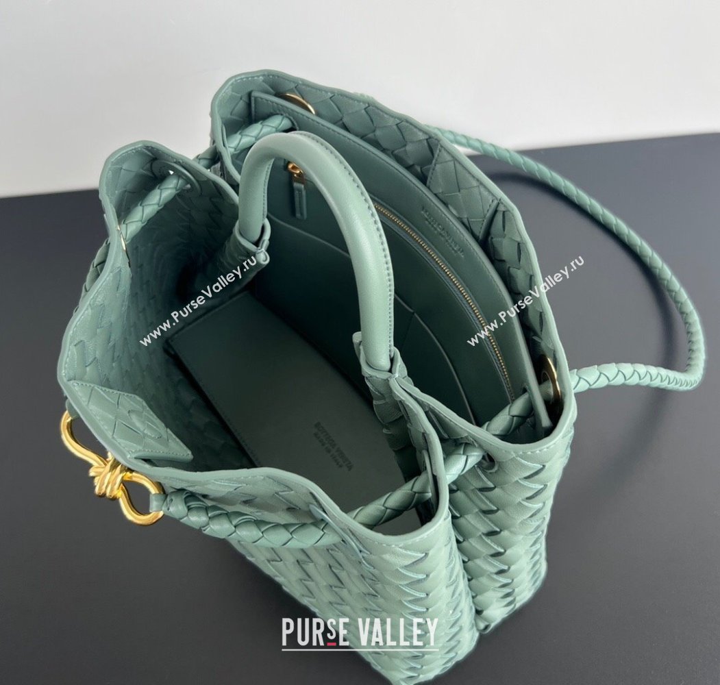 Bottega Veneta Medium Andiamo Top Handle Bag in Intrecciato Leather 743572 New sauge Green 2024 (WT-250205002)