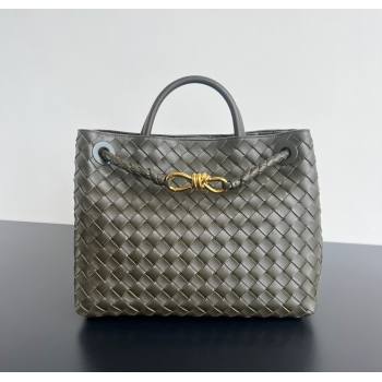 Bottega Veneta Medium Andiamo Top Handle Bag in Intrecciato Leather 743572 Khaki Green 2024 (WT-250205004)