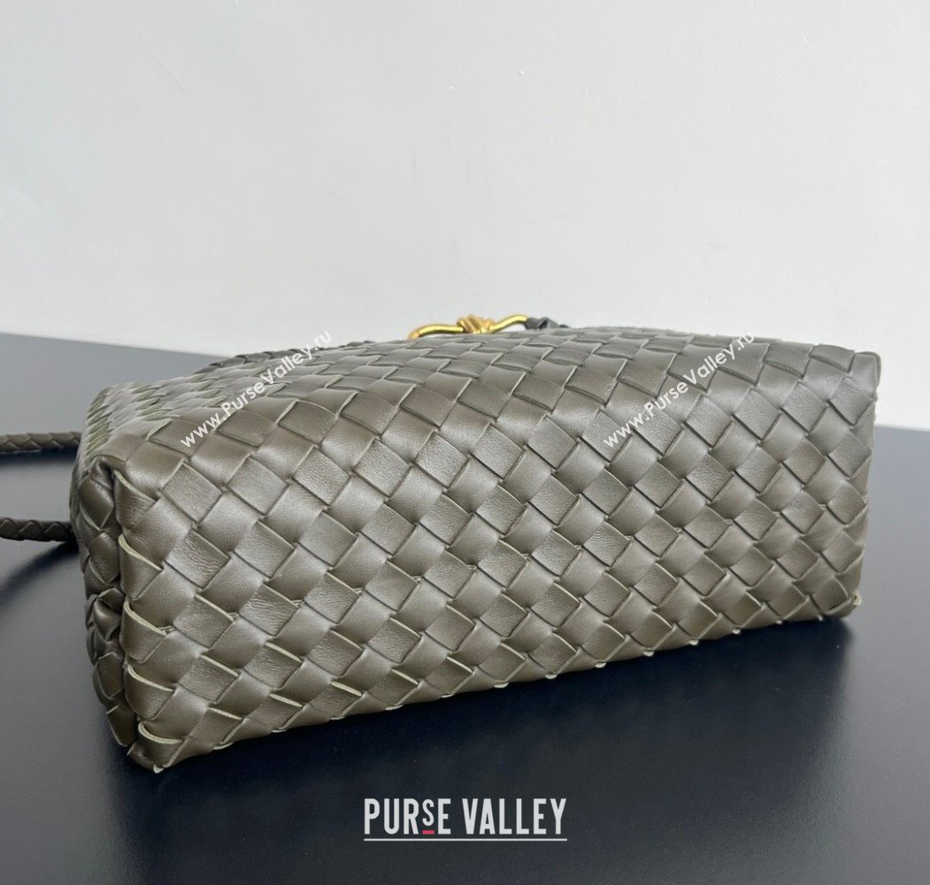 Bottega Veneta Medium Andiamo Top Handle Bag in Intrecciato Leather 743572 Khaki Green 2024 (WT-250205004)