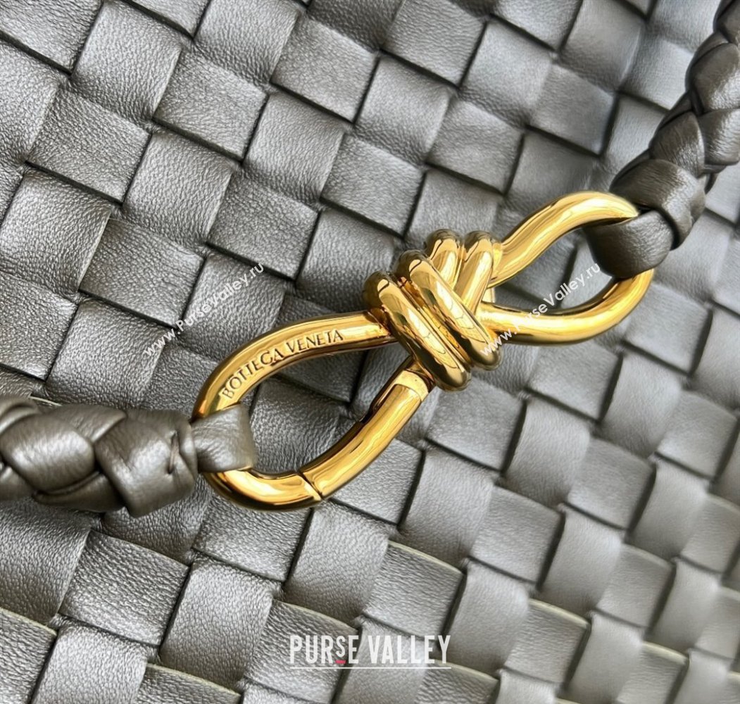 Bottega Veneta Medium Andiamo Top Handle Bag in Intrecciato Leather 743572 Khaki Green 2024 (WT-250205004)