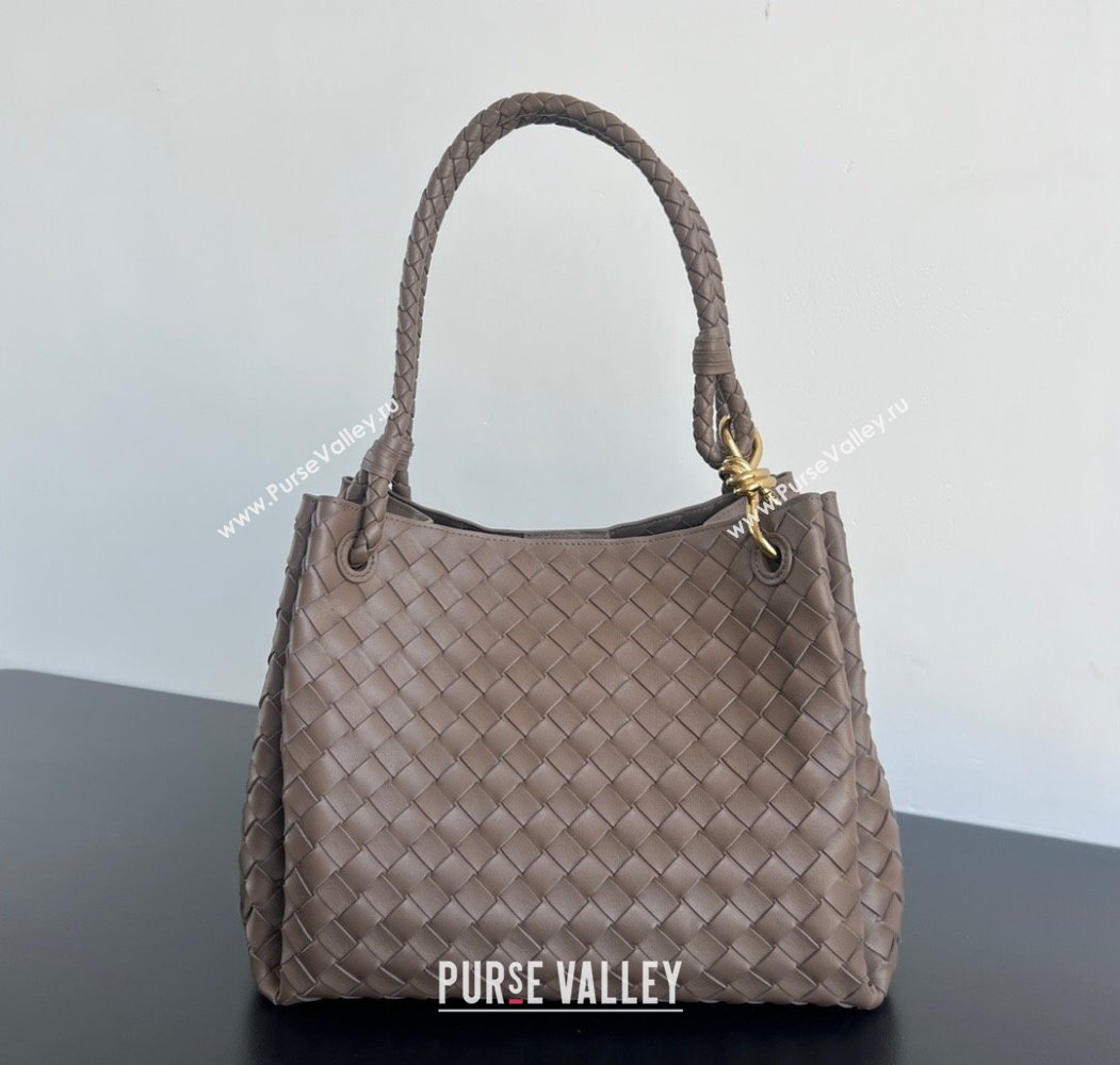 Bottega Veneta Large Parachute Shoulder Bag in Intrecciato Leather 796571 Grey 2025 (WT-250205040)