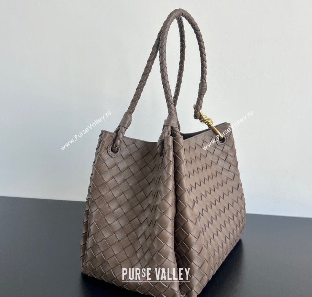 Bottega Veneta Large Parachute Shoulder Bag in Intrecciato Leather 796571 Grey 2025 (WT-250205040)