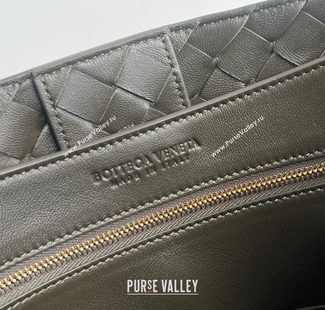 Bottega Veneta Medium Andiamo Top Handle Bag in Intrecciato Leather 743572 Khaki Green 2024 (WT-250205004)