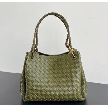 Bottega Veneta Large Parachute Shoulder Bag in Intrecciato Leather 796571 Khaki Green 2025 (WT-250205041)
