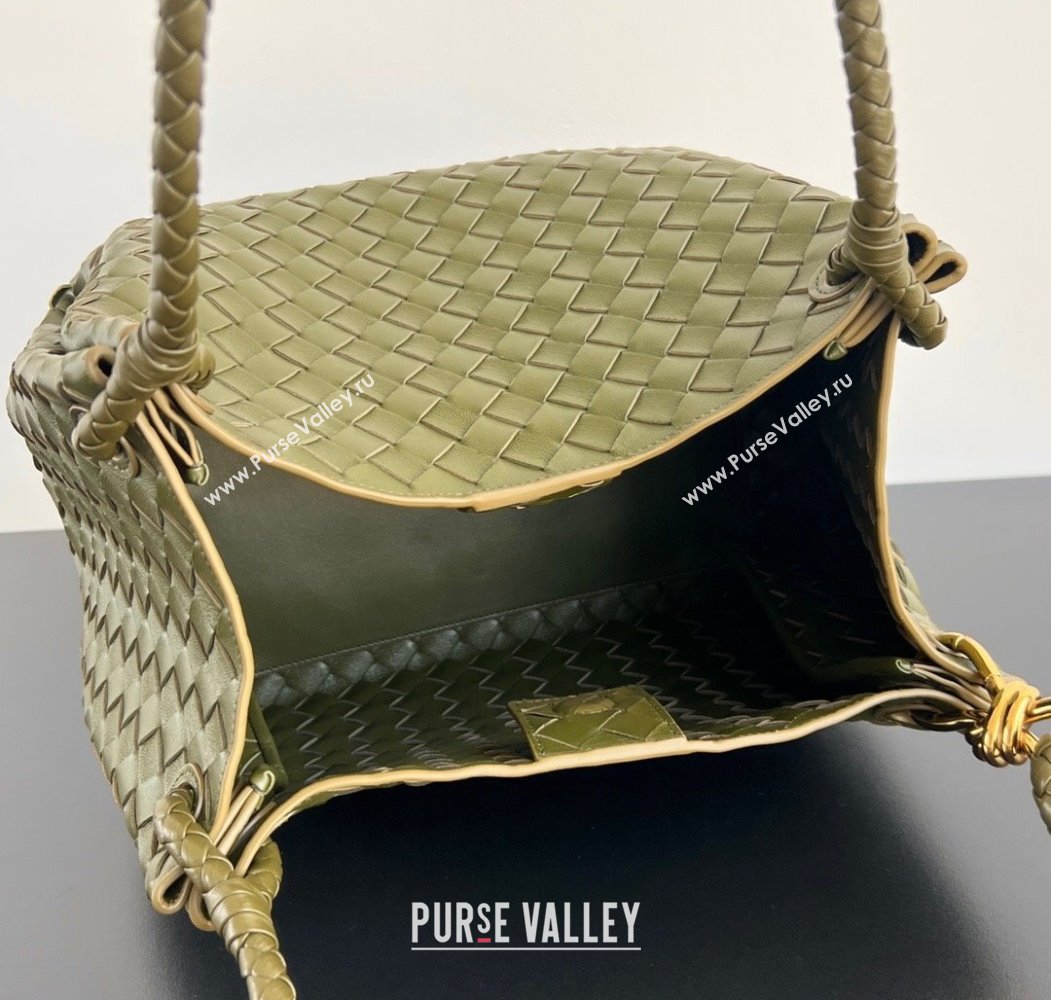 Bottega Veneta Large Parachute Shoulder Bag in Intrecciato Leather 796571 Khaki Green 2025 (WT-250205041)