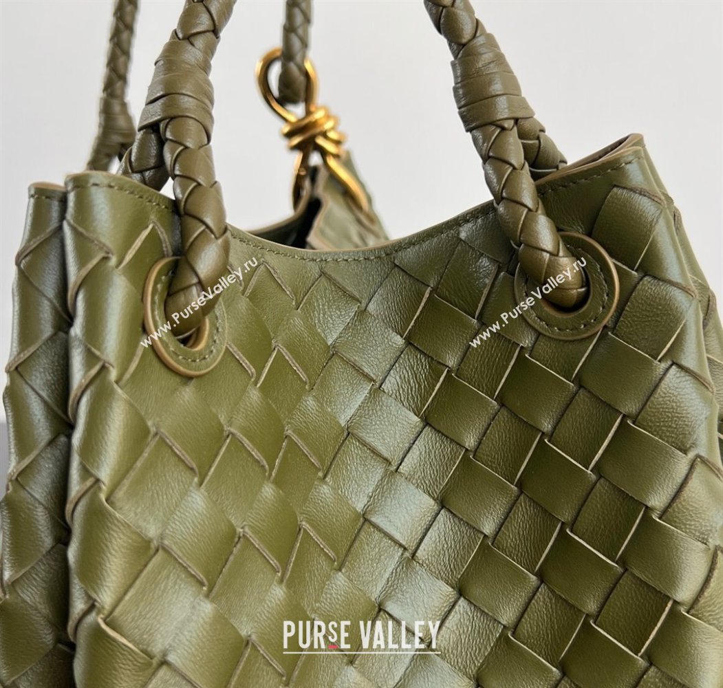 Bottega Veneta Large Parachute Shoulder Bag in Intrecciato Leather 796571 Khaki Green 2025 (WT-250205041)