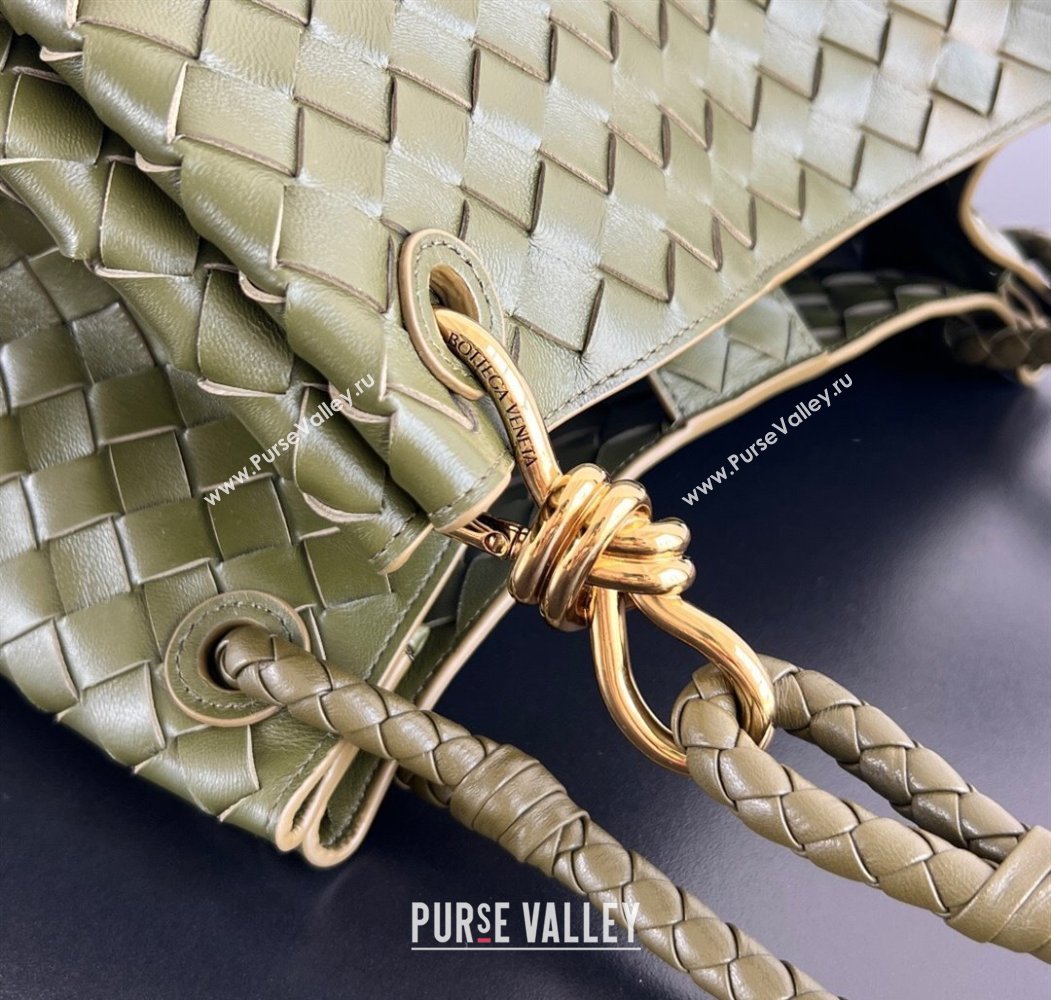 Bottega Veneta Large Parachute Shoulder Bag in Intrecciato Leather 796571 Khaki Green 2025 (WT-250205041)