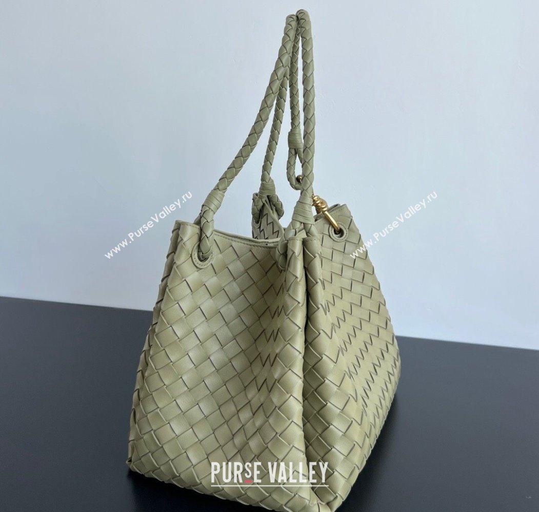 Bottega Veneta Large Parachute Shoulder Bag in Intrecciato Leather 796571 Travertine Green 2025 (WT-250205042)