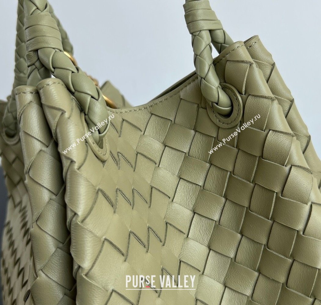 Bottega Veneta Large Parachute Shoulder Bag in Intrecciato Leather 796571 Travertine Green 2025 (WT-250205042)