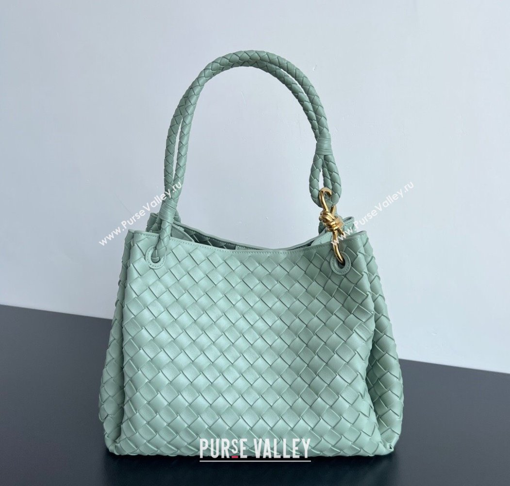 Bottega Veneta Large Parachute Shoulder Bag in Intrecciato Leather 796571 Aloe Green 2025 (WT-250205043)