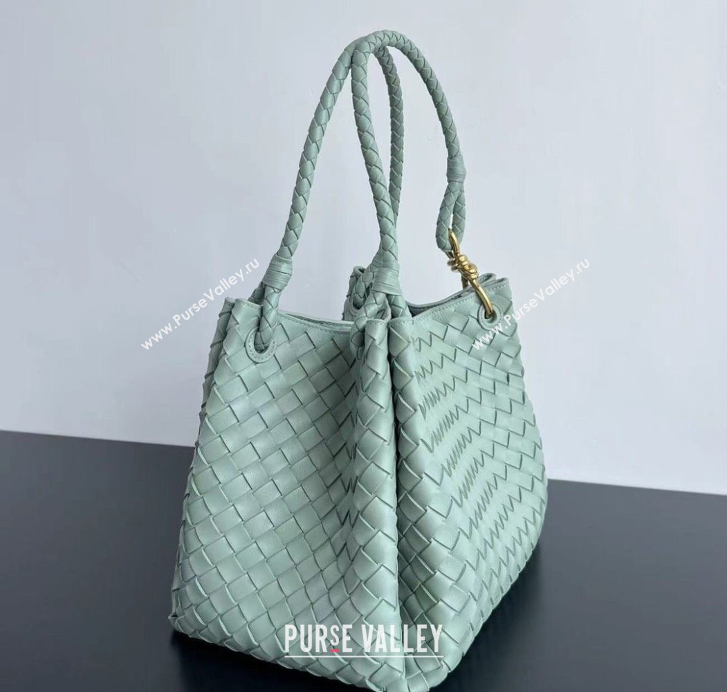 Bottega Veneta Large Parachute Shoulder Bag in Intrecciato Leather 796571 Aloe Green 2025 (WT-250205043)