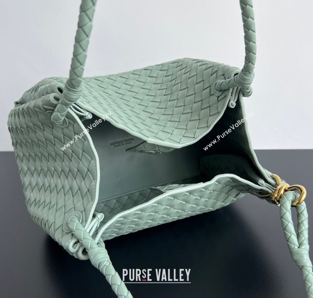 Bottega Veneta Large Parachute Shoulder Bag in Intrecciato Leather 796571 Aloe Green 2025 (WT-250205043)