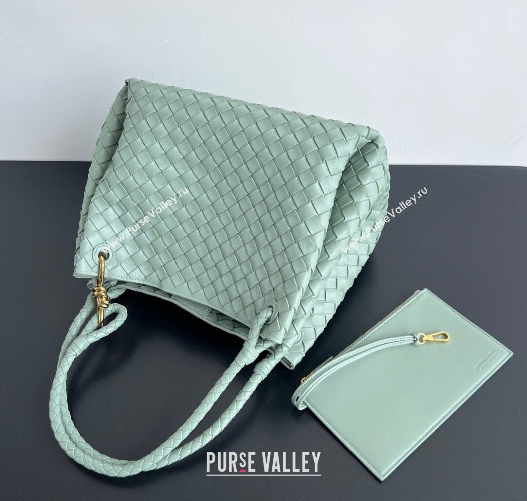 Bottega Veneta Large Parachute Shoulder Bag in Intrecciato Leather 796571 Aloe Green 2025 (WT-250205043)
