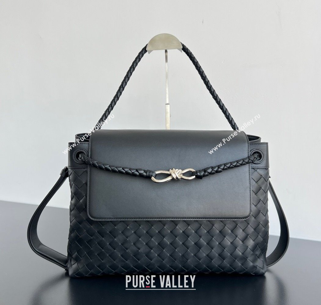 Bottega Veneta Mens Andiamo Messenger Bag in Intrecciato Leather 807715 Black 2025 (WT-250205045)