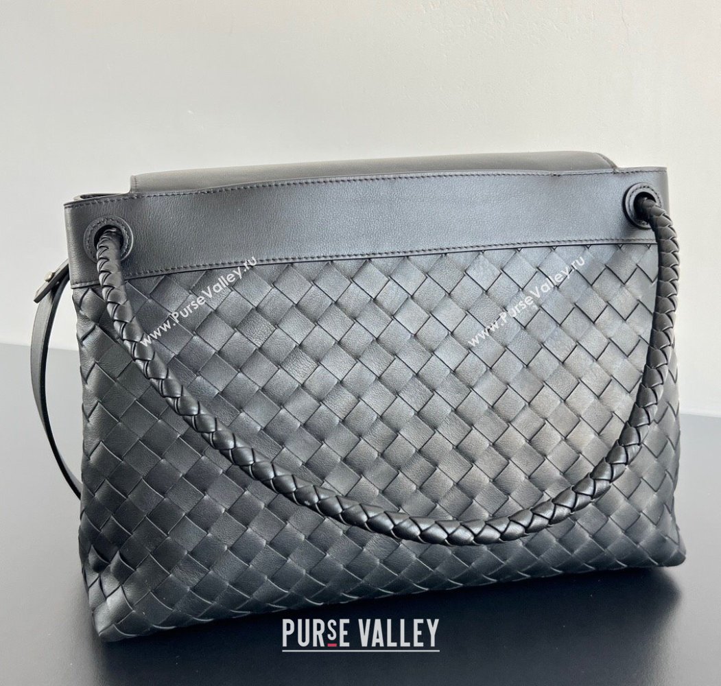 Bottega Veneta Mens Andiamo Messenger Bag in Intrecciato Leather 807715 Black 2025 (WT-250205045)