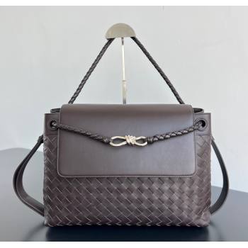 Bottega Veneta Mens Andiamo Messenger Bag in Intrecciato Leather 807715 Fondant Brown 2025 (WT-250205046)