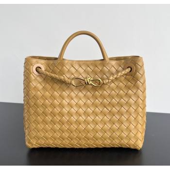 Bottega Veneta Medium Andiamo Top Handle Bag in Intrecciato Leather 743572 Apricot 2024 (WT-250205001)