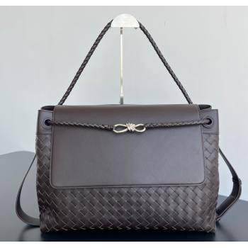Bottega Veneta Mens Large Andiamo Messenger Bag in Intrecciato Leather 805969 Fondant Brown 2025 (WT-250205048)