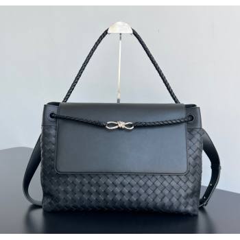 Bottega Veneta Mens Large Andiamo Messenger Bag in Intrecciato Leather 805969 Black 2025 (WT-250205049)