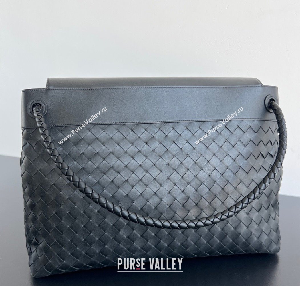 Bottega Veneta Mens Large Andiamo Messenger Bag in Intrecciato Leather 805969 Black 2025 (WT-250205049)