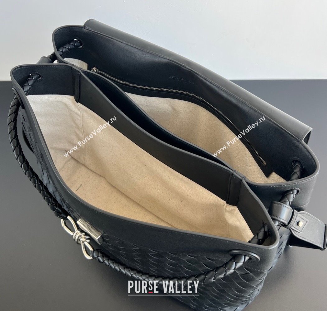 Bottega Veneta Mens Large Andiamo Messenger Bag in Intrecciato Leather 805969 Black 2025 (WT-250205049)