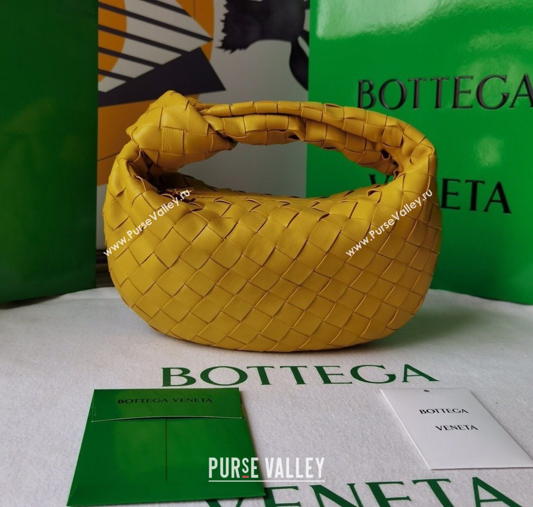 Bottega Veneta Mini Jodie Hobo Bag in Intrecciato Lambskin Yellow2 2025 651876 (WT-250205074)