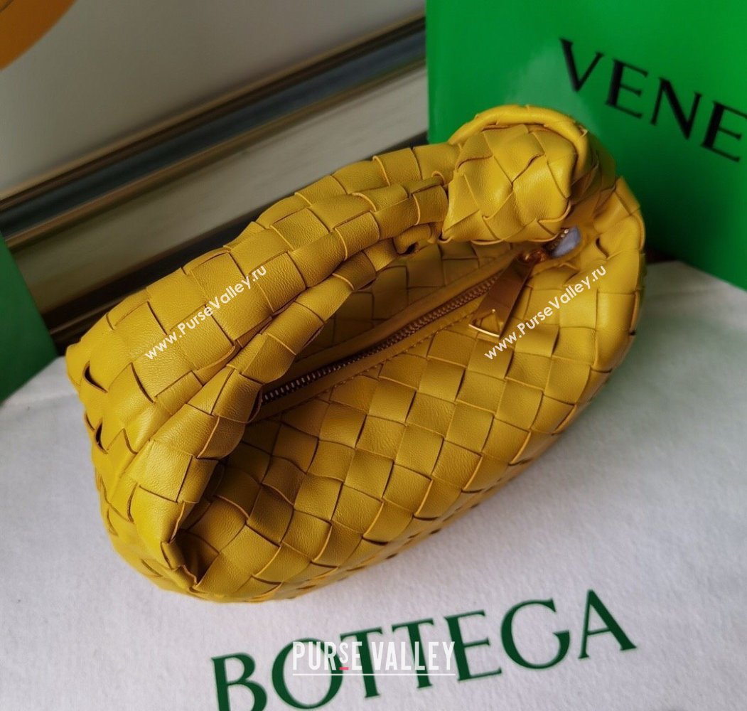 Bottega Veneta Mini Jodie Hobo Bag in Intrecciato Lambskin Yellow2 2025 651876 (WT-250205074)