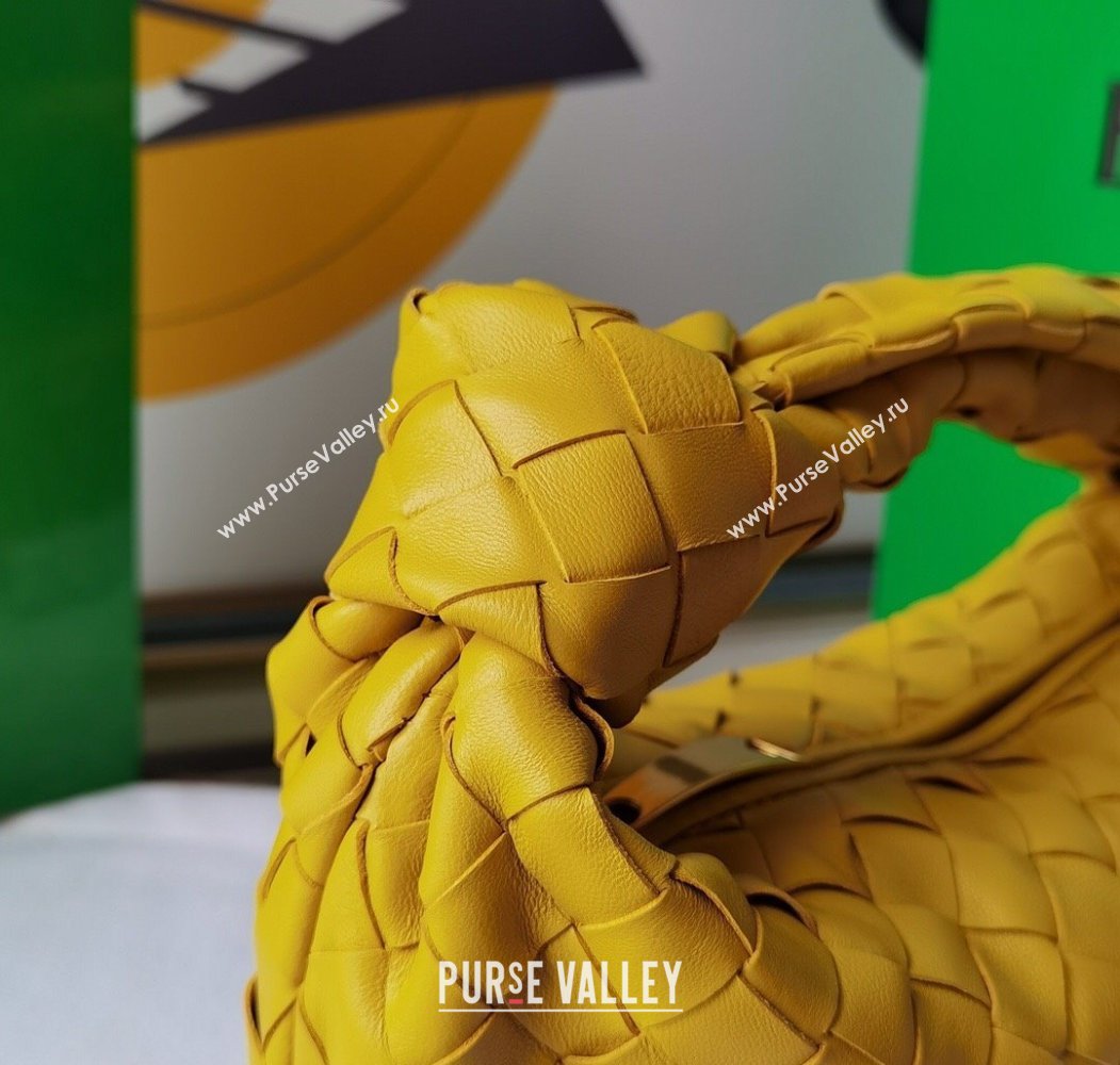 Bottega Veneta Mini Jodie Hobo Bag in Intrecciato Lambskin Yellow2 2025 651876 (WT-250205074)
