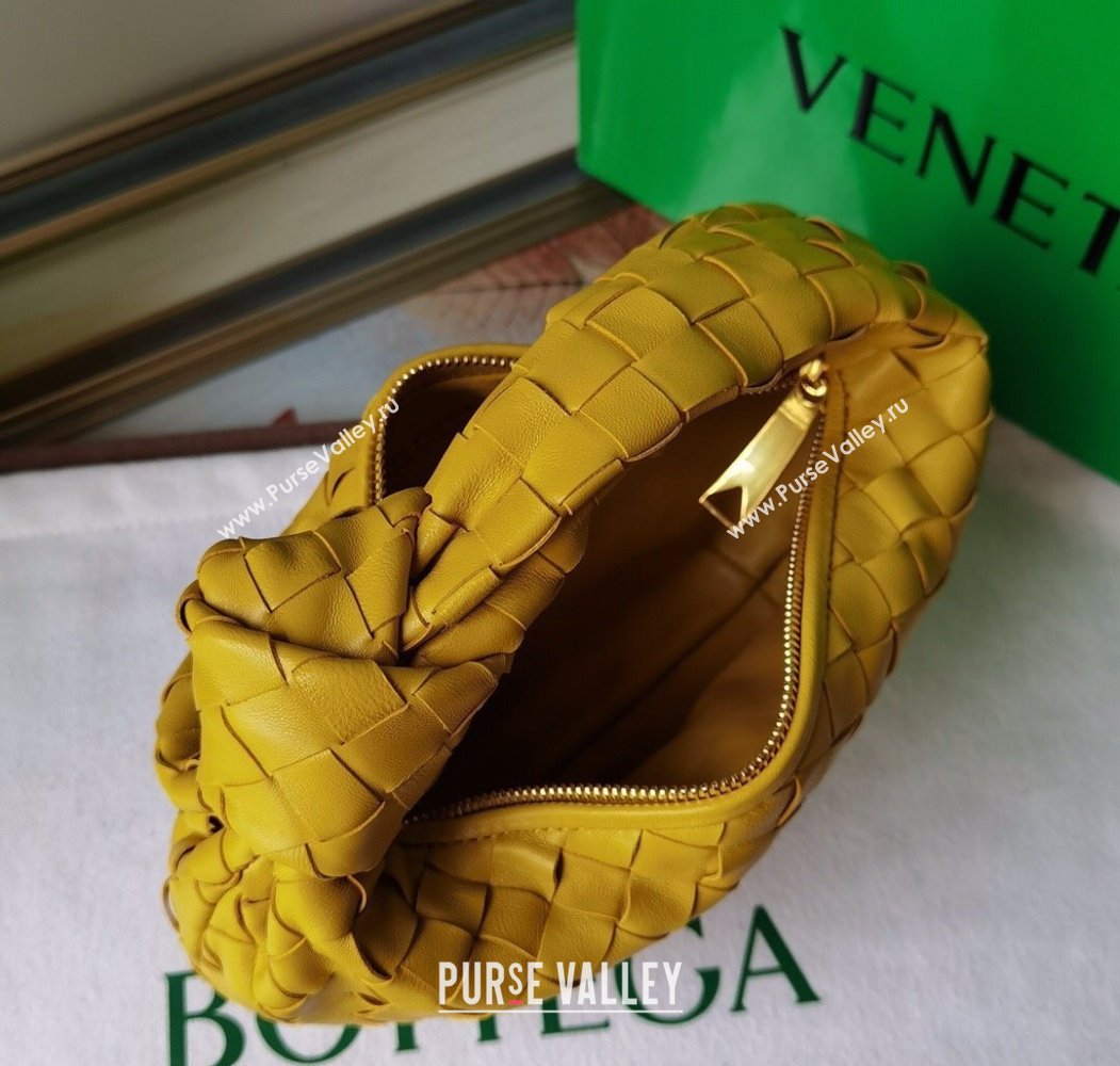 Bottega Veneta Mini Jodie Hobo Bag in Intrecciato Lambskin Yellow2 2025 651876 (WT-250205074)