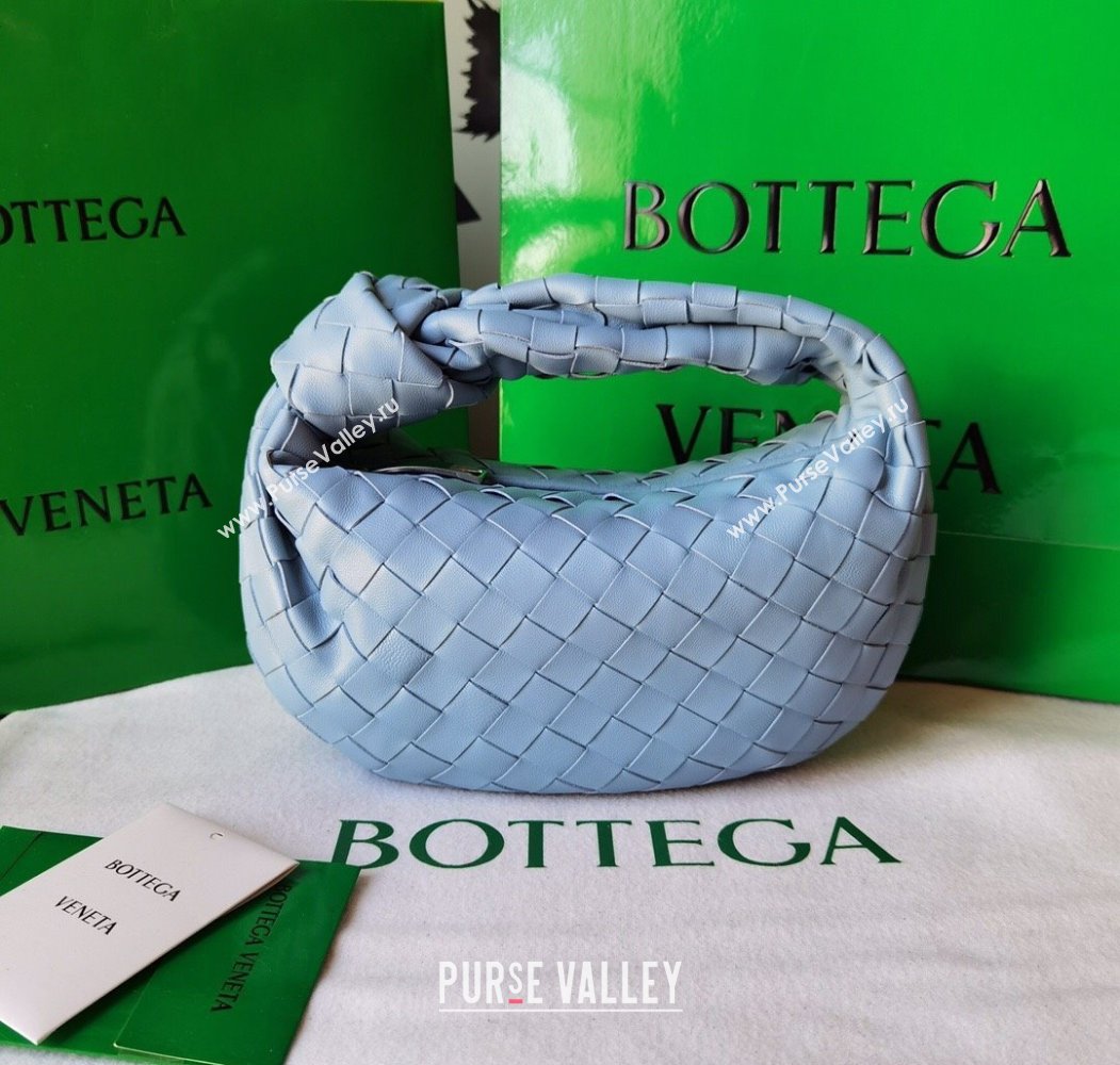 Bottega Veneta Mini Jodie Hobo Bag in Intrecciato Lambskin Lunar Blue 2025 651876 (WT-250205075)