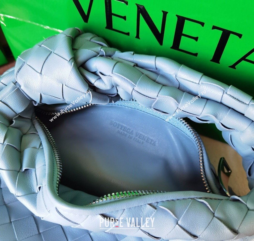 Bottega Veneta Mini Jodie Hobo Bag in Intrecciato Lambskin Lunar Blue 2025 651876 (WT-250205075)