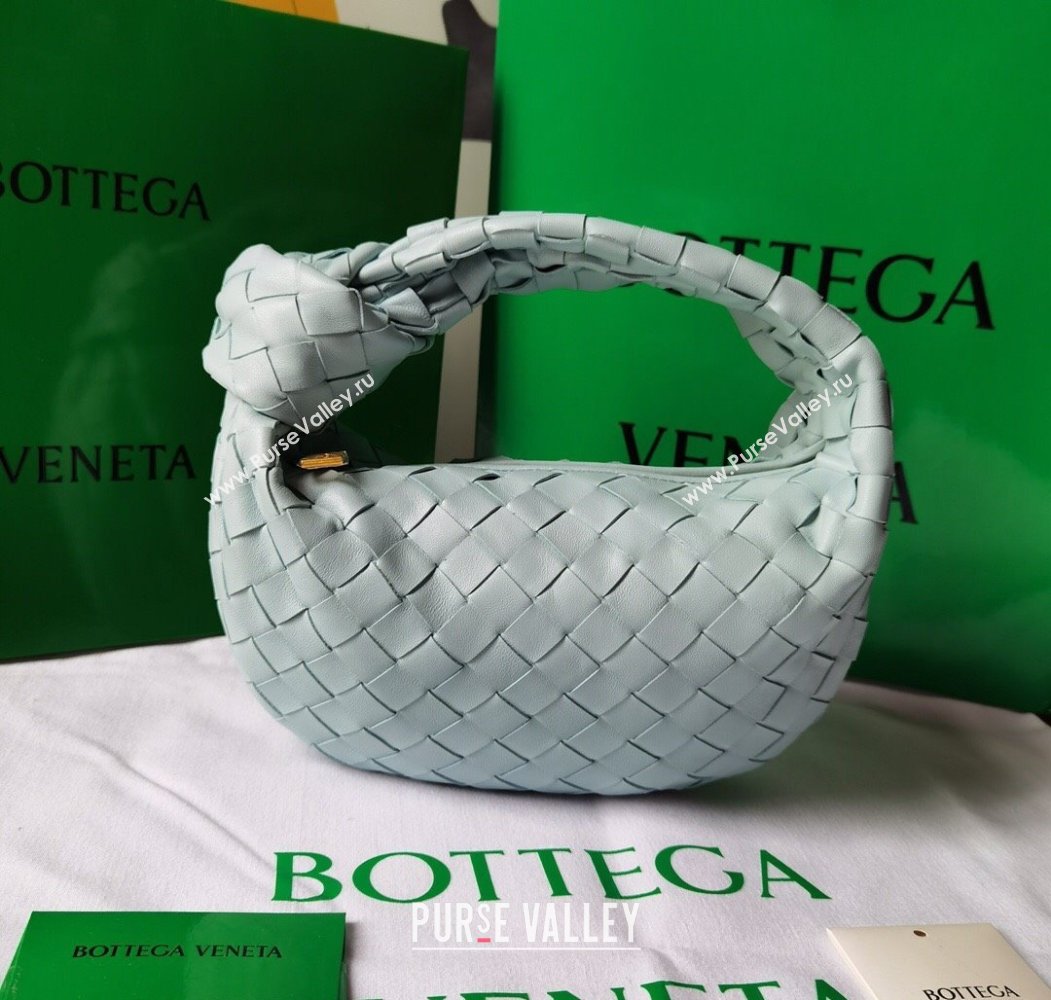Bottega Veneta Mini Jodie Hobo Bag in Intrecciato Lambskin Glacier Green 2025 651876 (WT-250205078)