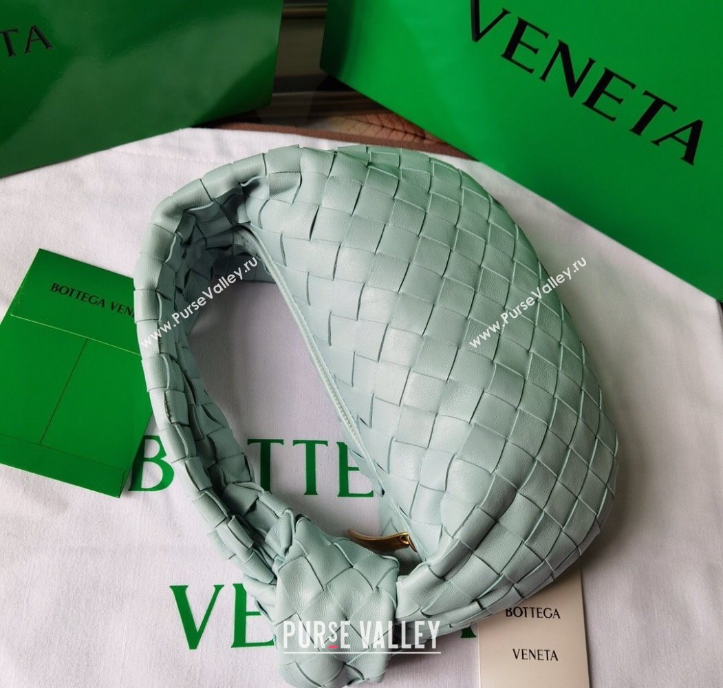 Bottega Veneta Mini Jodie Hobo Bag in Intrecciato Lambskin Glacier Green 2025 651876 (WT-250205078)