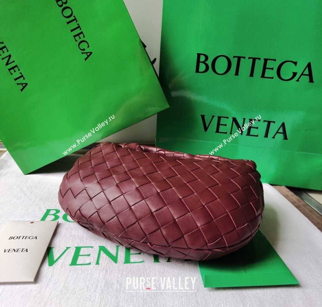 Bottega Veneta Mini Jodie Hobo Bag in Intrecciato Lambskin Dark Burgundy 2025 651876 (WT-250205079)