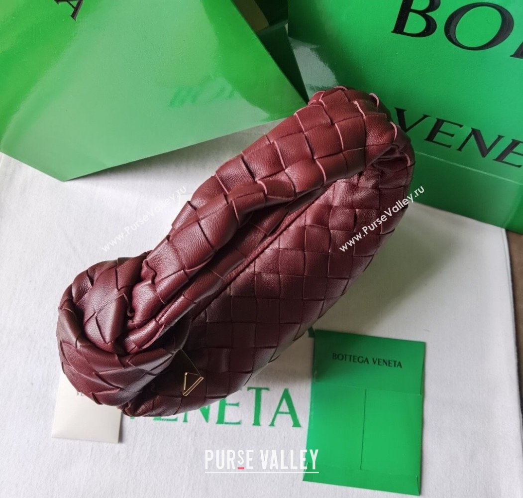 Bottega Veneta Mini Jodie Hobo Bag in Intrecciato Lambskin Dark Burgundy 2025 651876 (WT-250205079)