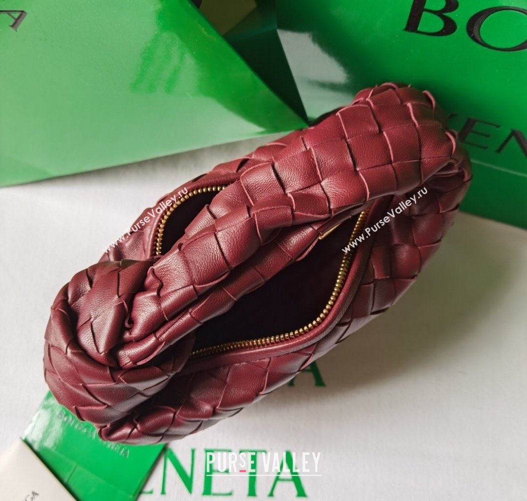 Bottega Veneta Mini Jodie Hobo Bag in Intrecciato Lambskin Dark Burgundy 2025 651876 (WT-250205079)