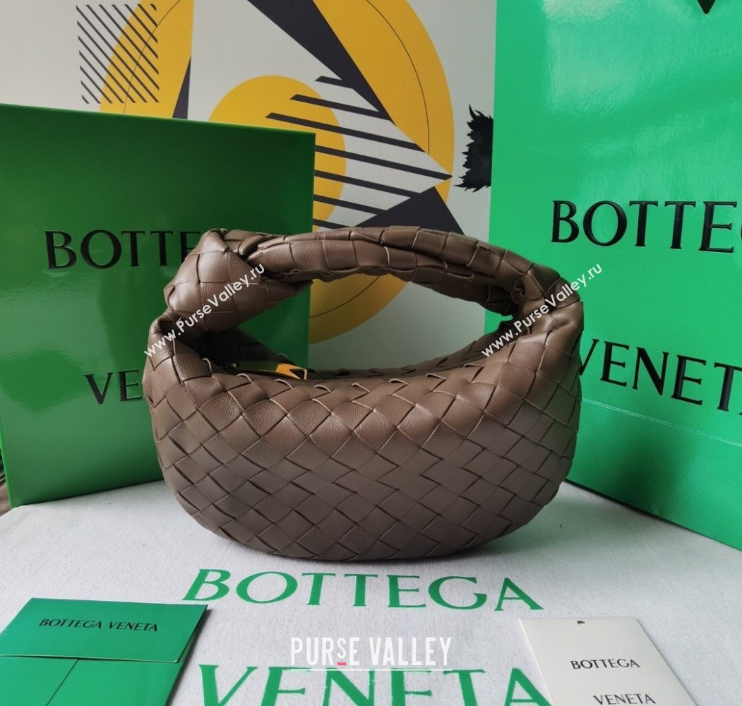 Bottega Veneta Mini Jodie Hobo Bag in Intrecciato Lambskin Taupe Grey 2025 651876 (WT-250205080)