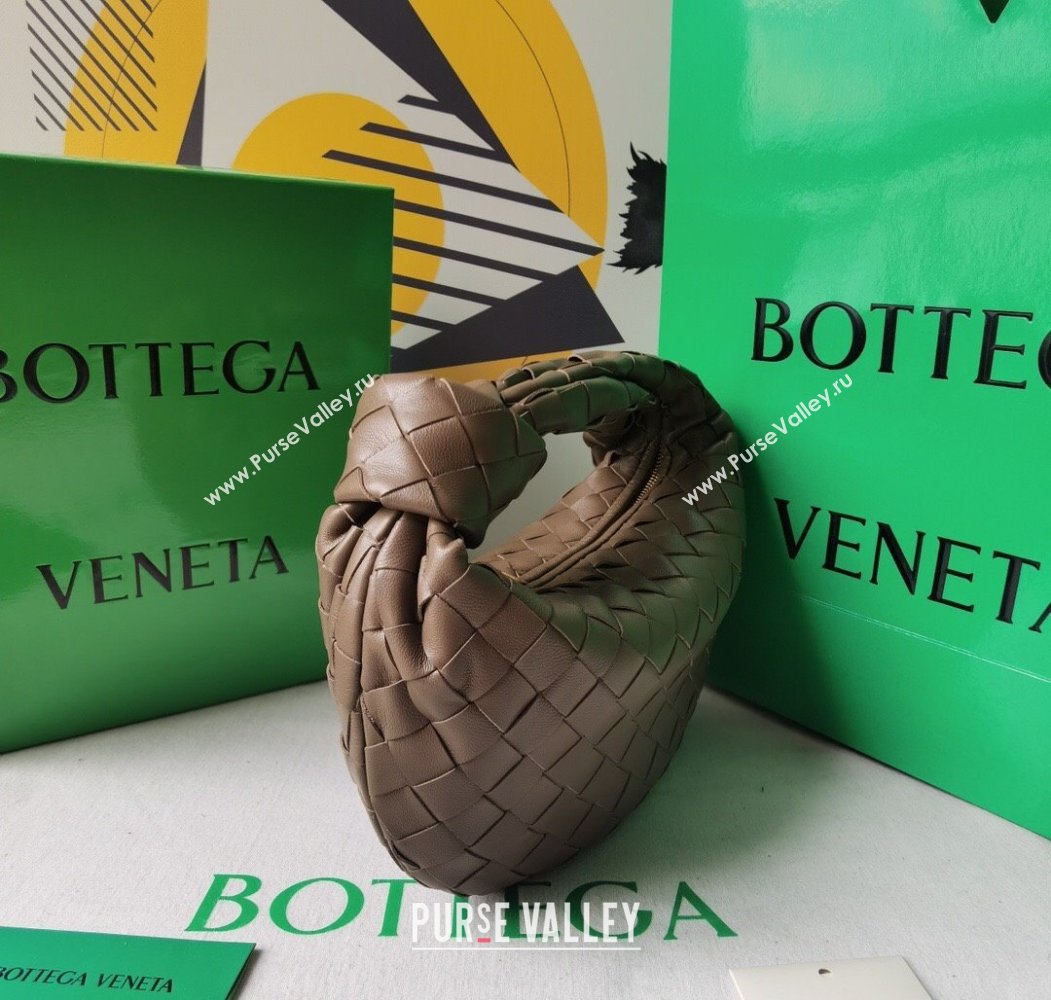 Bottega Veneta Mini Jodie Hobo Bag in Intrecciato Lambskin Taupe Grey 2025 651876 (WT-250205080)