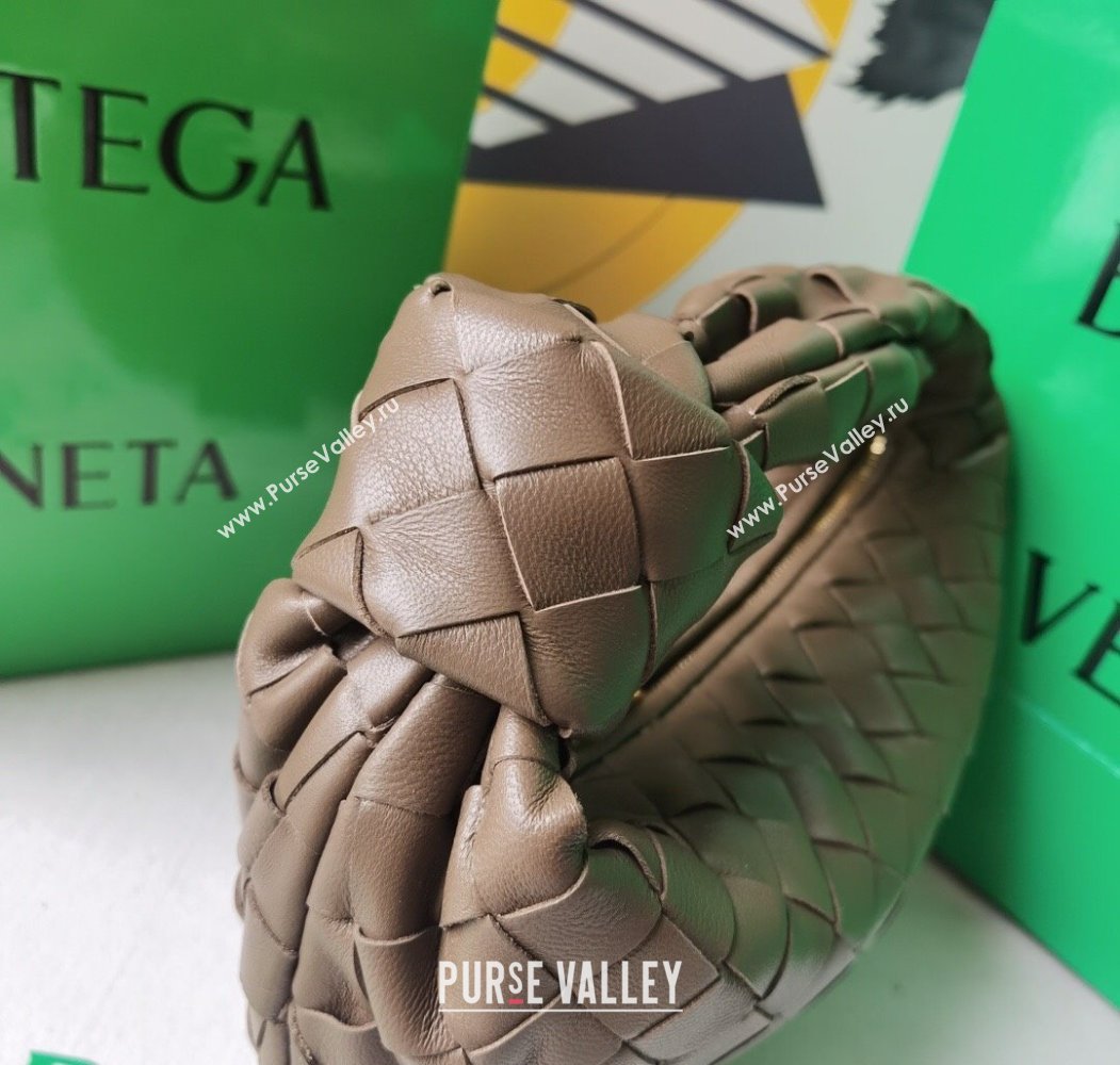 Bottega Veneta Mini Jodie Hobo Bag in Intrecciato Lambskin Taupe Grey 2025 651876 (WT-250205080)