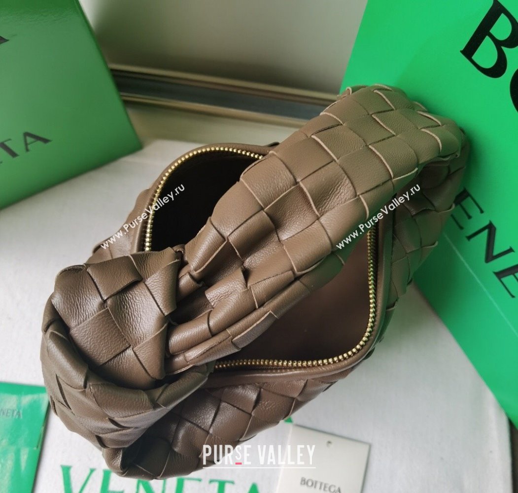 Bottega Veneta Mini Jodie Hobo Bag in Intrecciato Lambskin Taupe Grey 2025 651876 (WT-250205080)