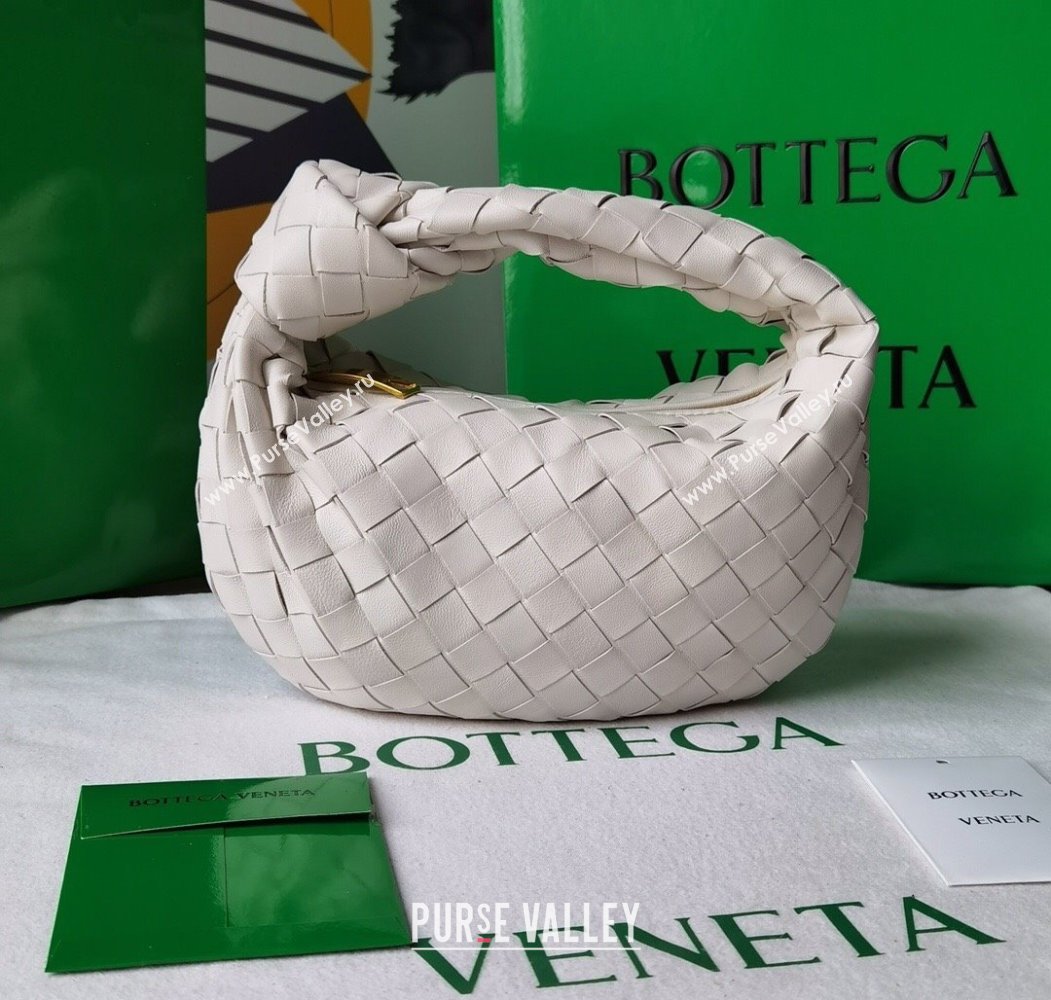 Bottega Veneta Mini Jodie Hobo Bag in Intrecciato Lambskin White 2025 651876 (WT-250205083)