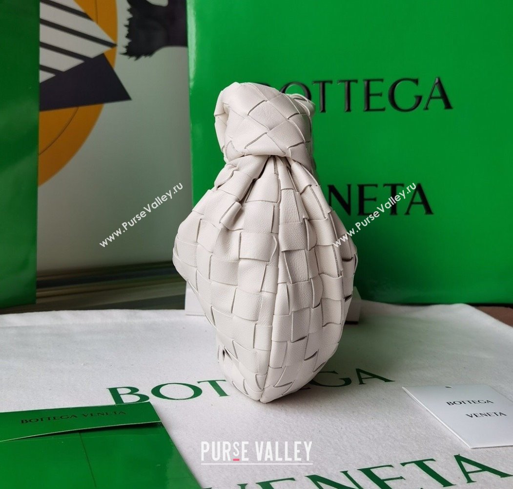 Bottega Veneta Mini Jodie Hobo Bag in Intrecciato Lambskin White 2025 651876 (WT-250205083)