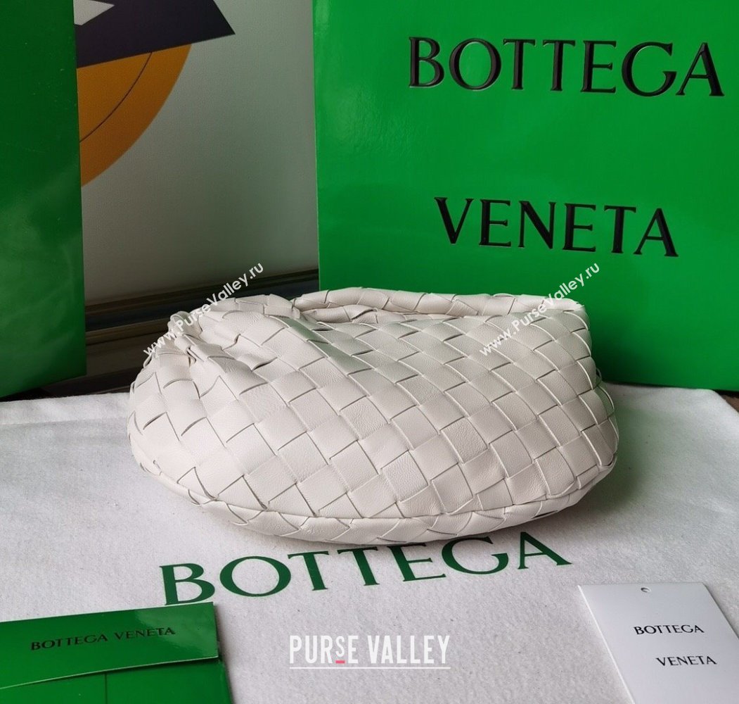 Bottega Veneta Mini Jodie Hobo Bag in Intrecciato Lambskin White 2025 651876 (WT-250205083)