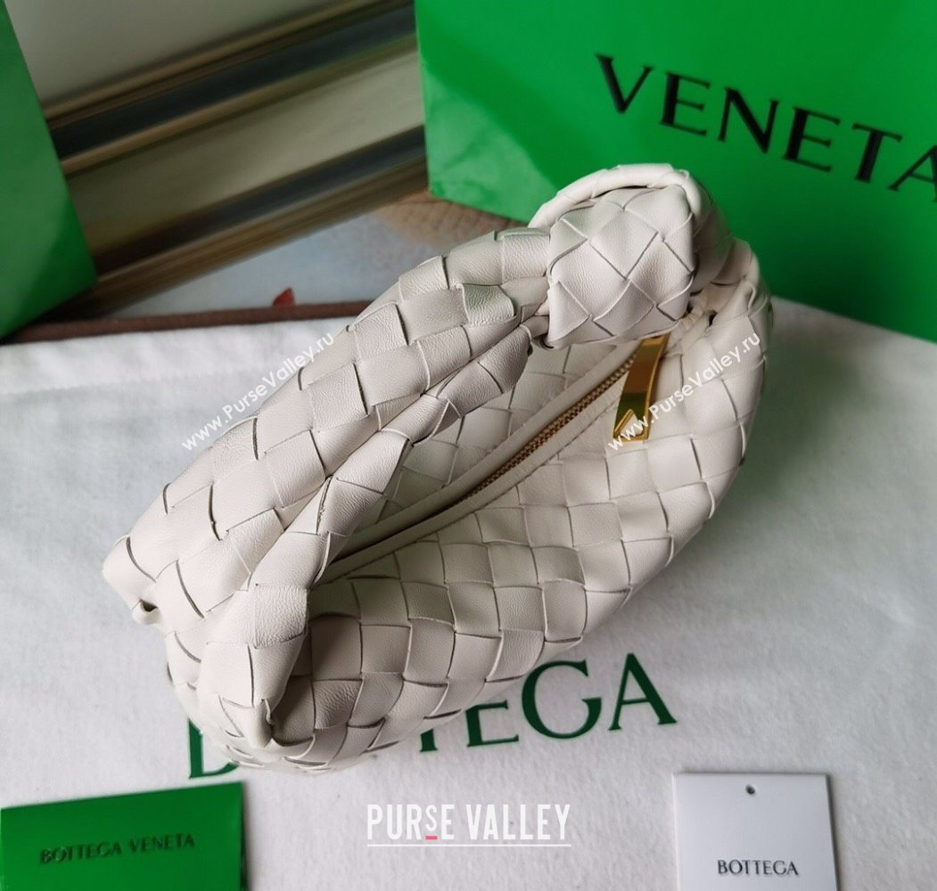 Bottega Veneta Mini Jodie Hobo Bag in Intrecciato Lambskin White 2025 651876 (WT-250205083)