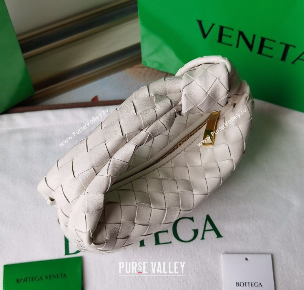 Bottega Veneta Mini Jodie Hobo Bag in Intrecciato Lambskin White 2025 651876 (WT-250205083)