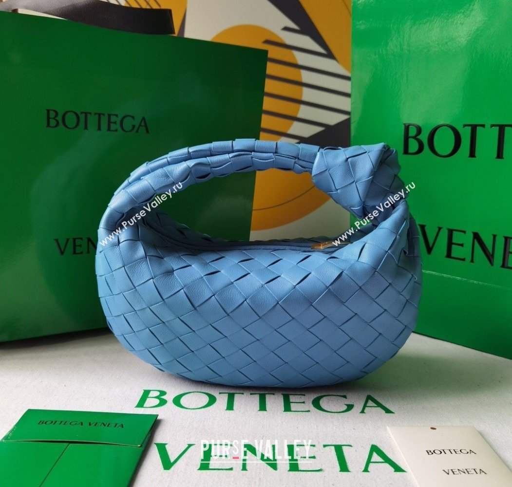 Bottega Veneta Mini Jodie Hobo Bag in Intrecciato Lambskin Hurricane Blue 2025 651876 (WT-250205084)